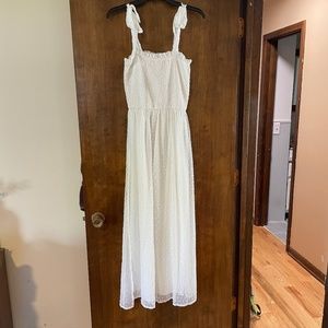 White Tie Shoulder Maxi Dress NWT